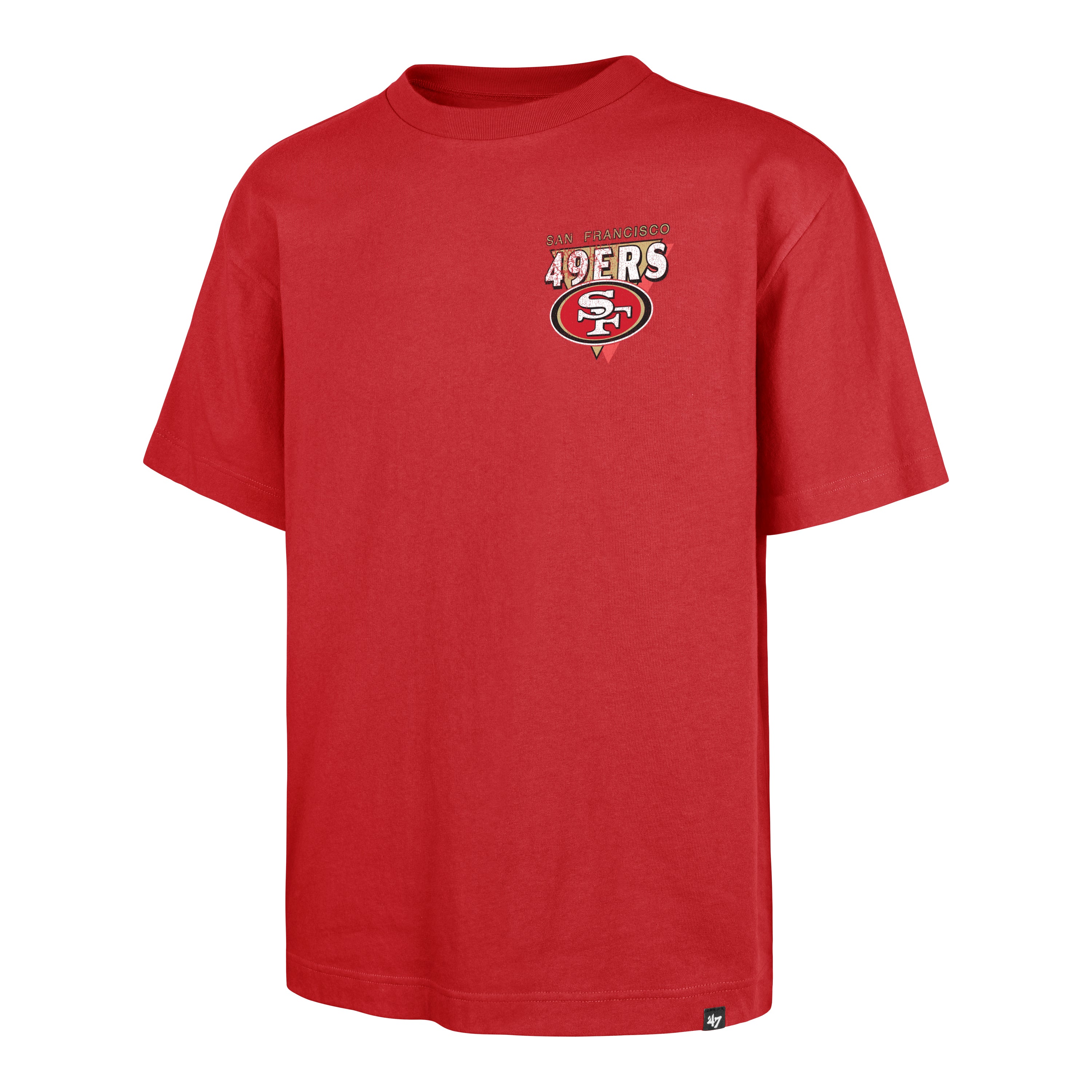 Playera manga corta '47 San Francisco 49ers NFL Fundation en algodón, estampado frontal con nombre 49ers y logo del equipo en la espalda, unisex