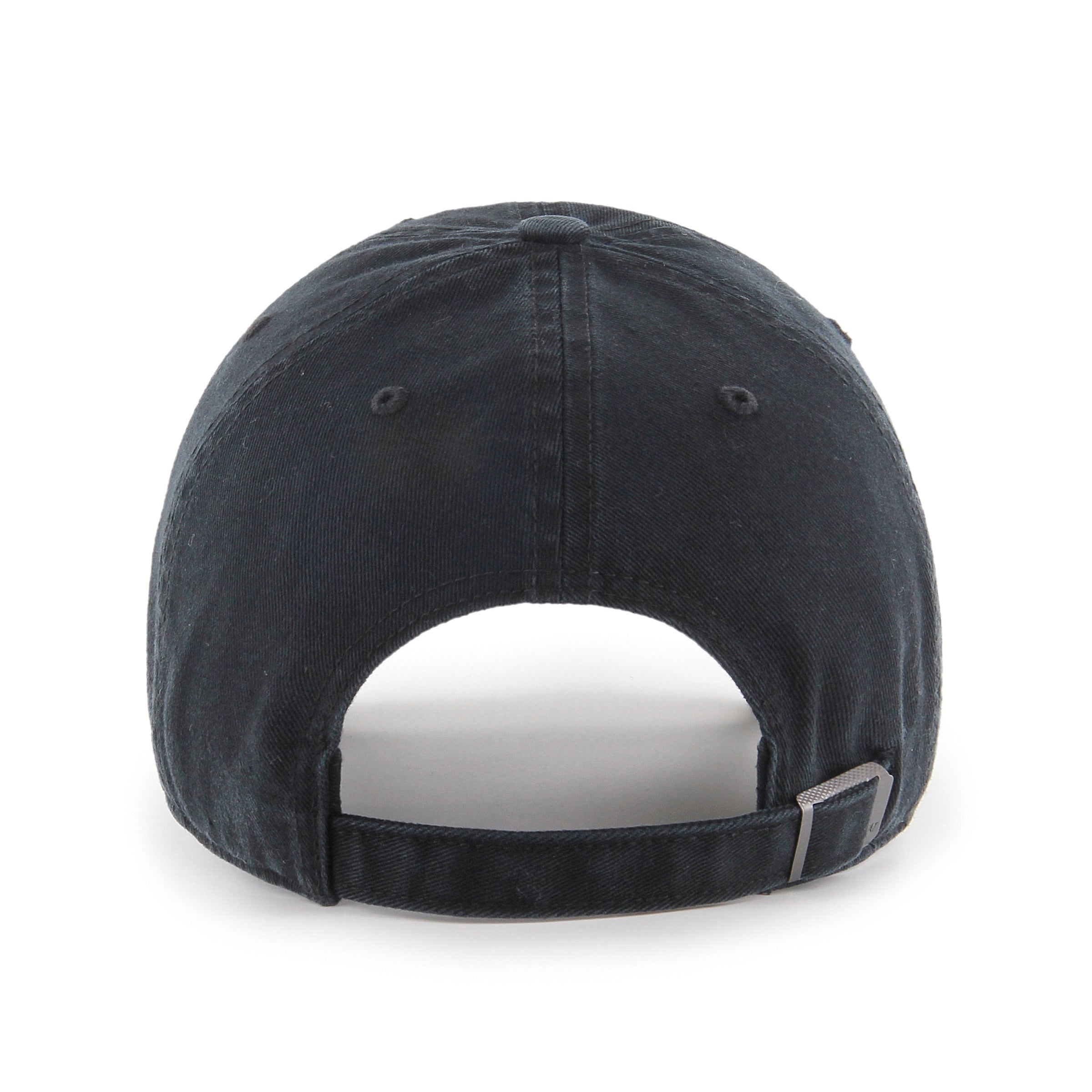 Gorra '47 Clean Up New York Yankees MLB Base Runner Script en algodón negro, visera curva sin estructura con logo script monochrome de los Yankees bordado al frente y emblema '47 en el lateral, cierre strapback ajustable