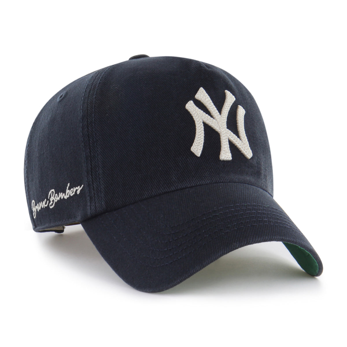 Gorra '47 Clean Up Pinch Front New York Yankees MLB Evolution color Azul marino A, bordado frontal con logo del equipo y Chain Side Stitch, ajuste Strapback
