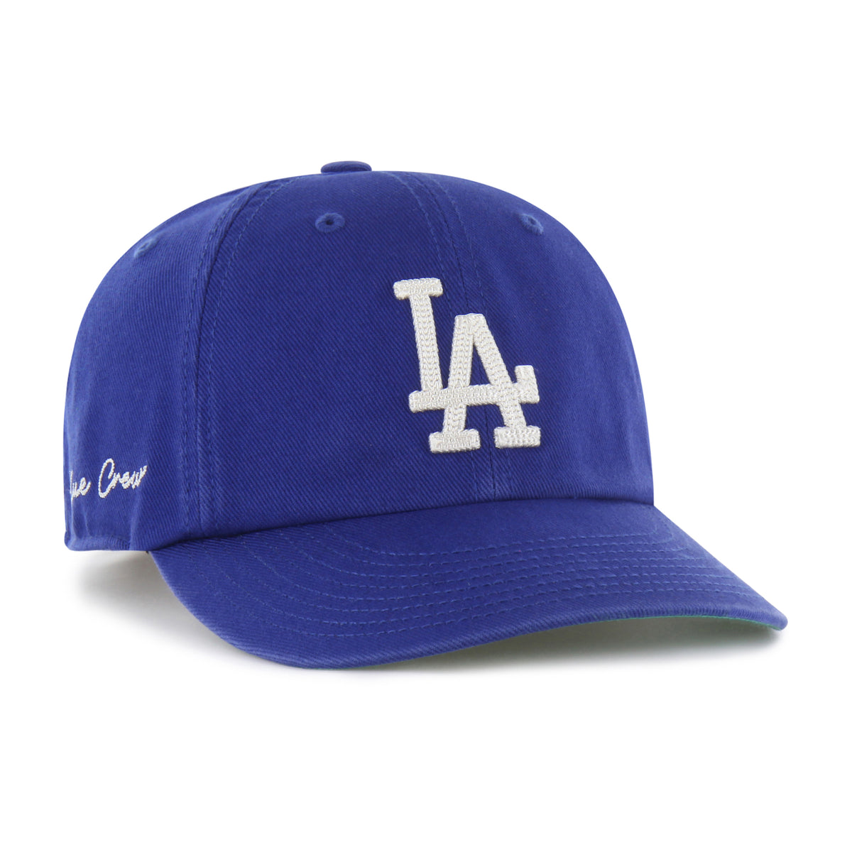 Gorra Los Angeles Dodgers '47 Clean Up Round Visor azul rey, visera redonda, bordado Chain Side Stitch en lateral, logo Dodgers al frente, emblema '47 en lateral izquierdo