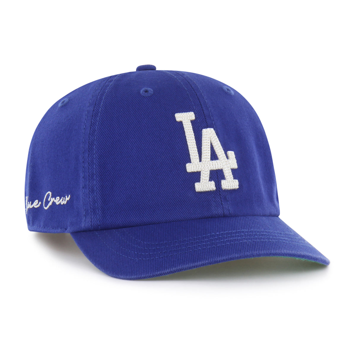 Gorra Los Angeles Dodgers '47 Clean Up Short Visor azul rey, visera corta curva, bordado Chain Side Stitch en lateral, logo Dodgers al frente, emblema '47 en lateral izquierdo