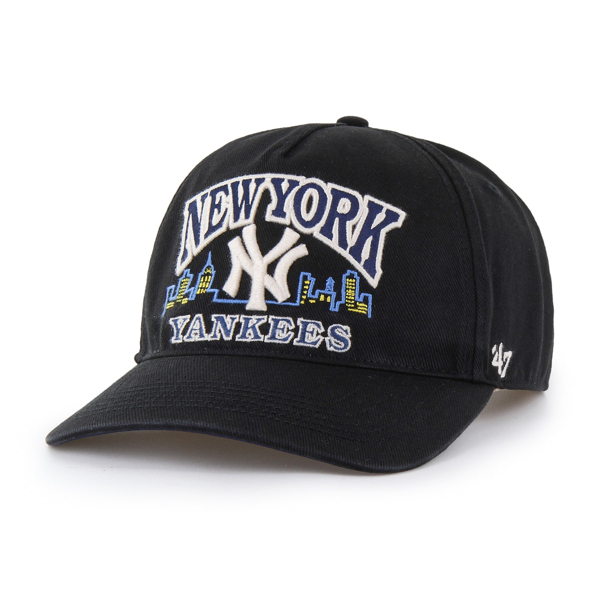 Gorra '47 Hitch Relaxed Fit New York Yankees MLB Charlton color Negro, bordado frontal con logo y nombre del equipo, ajuste Snapback