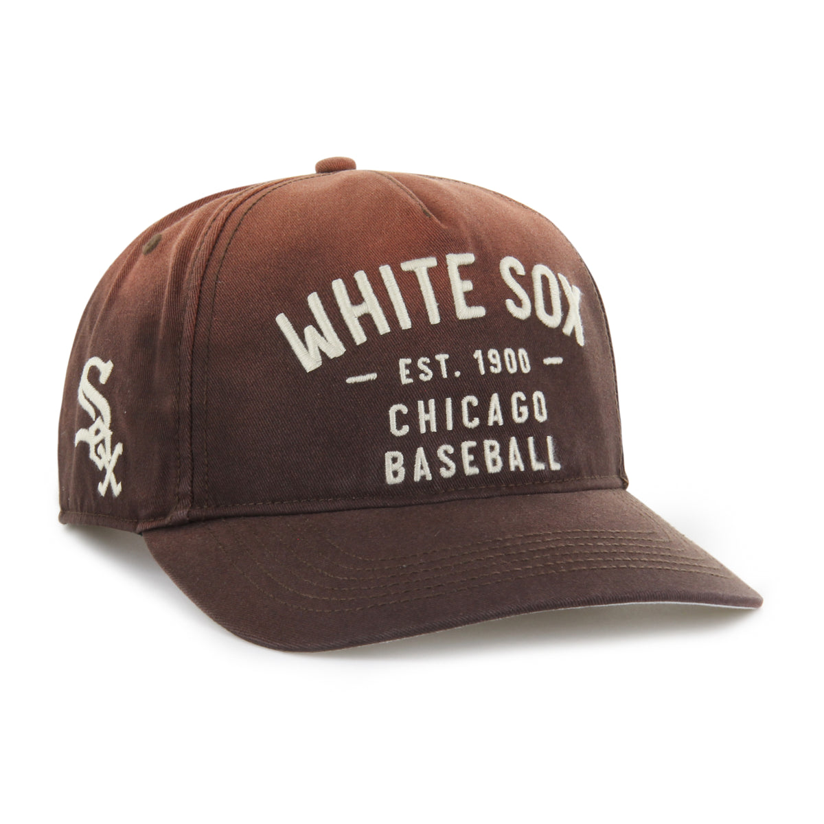 Gorra '47 Hitch RF Chicago White Sox MLB Dusted Laramie café en algodón con acabado desgastado, nombre White Sox bordado al frente, logo lateral y snapback ajustable
