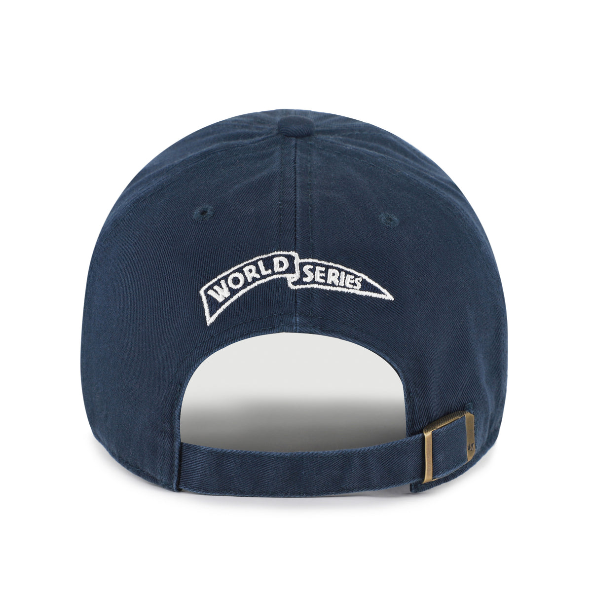 Gorra '47 Clean Up Boston Red Sox MLB Cooperstown World Series azul marino en algodón, logo y nombre Red Sox bordado al frente, World Series bordado en trasera y strapback ajustable