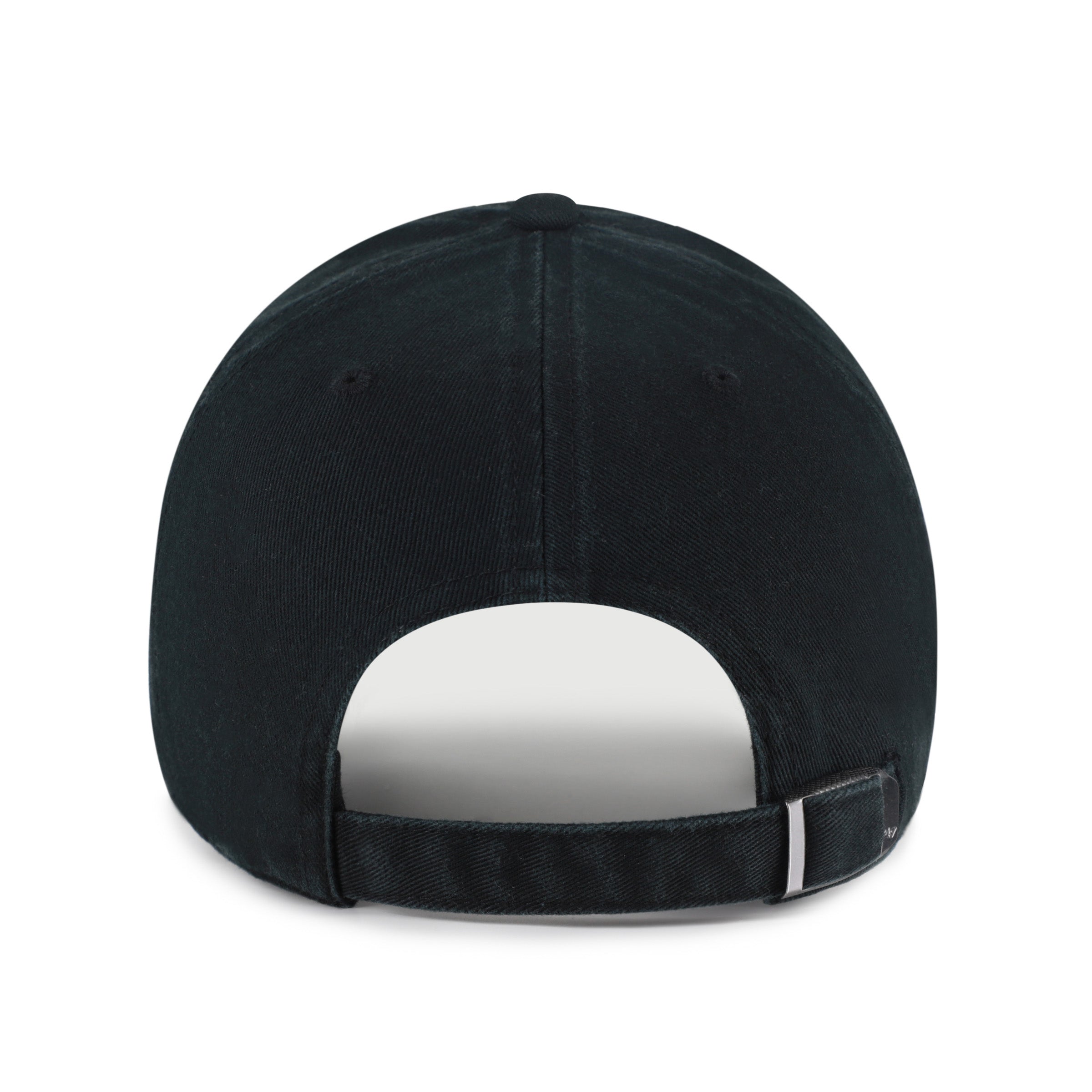 Gorra '47 Clean Up Pittsburgh Steelers NFL Base Runner en algodón negro, visera curva sin estructura con script monochrome de los Steelers bordado al frente y emblema '47 en el lateral, cierre strapback ajustable