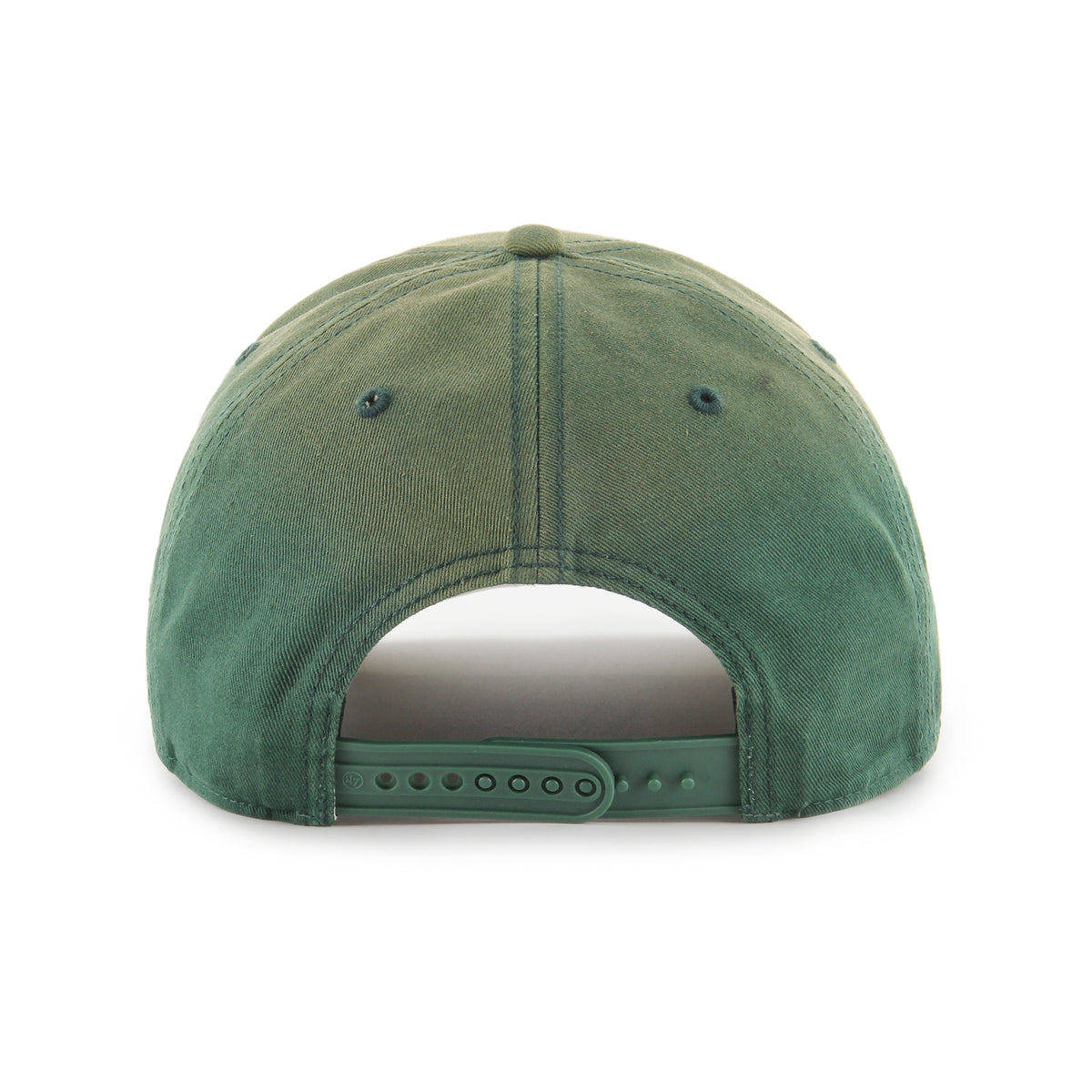 Gorra '47 Hitch RF Green Bay Packers NFL Dusted Laramie verde oscuro en algodón con acabado desgastado, nombre Packers bordado al frente, logo lateral y snapback ajustable