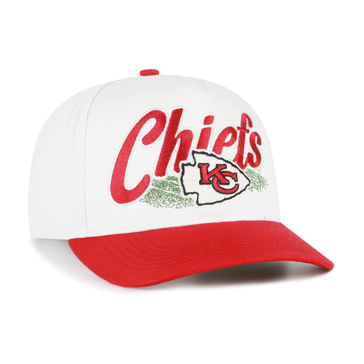 Gorra '47 Hitch RF Kansas City Chiefs NFL Enfield color Beige en algodón, nombre y logo Chiefs bordado sobre campo de fútbol americano al frente y snapback ajustable