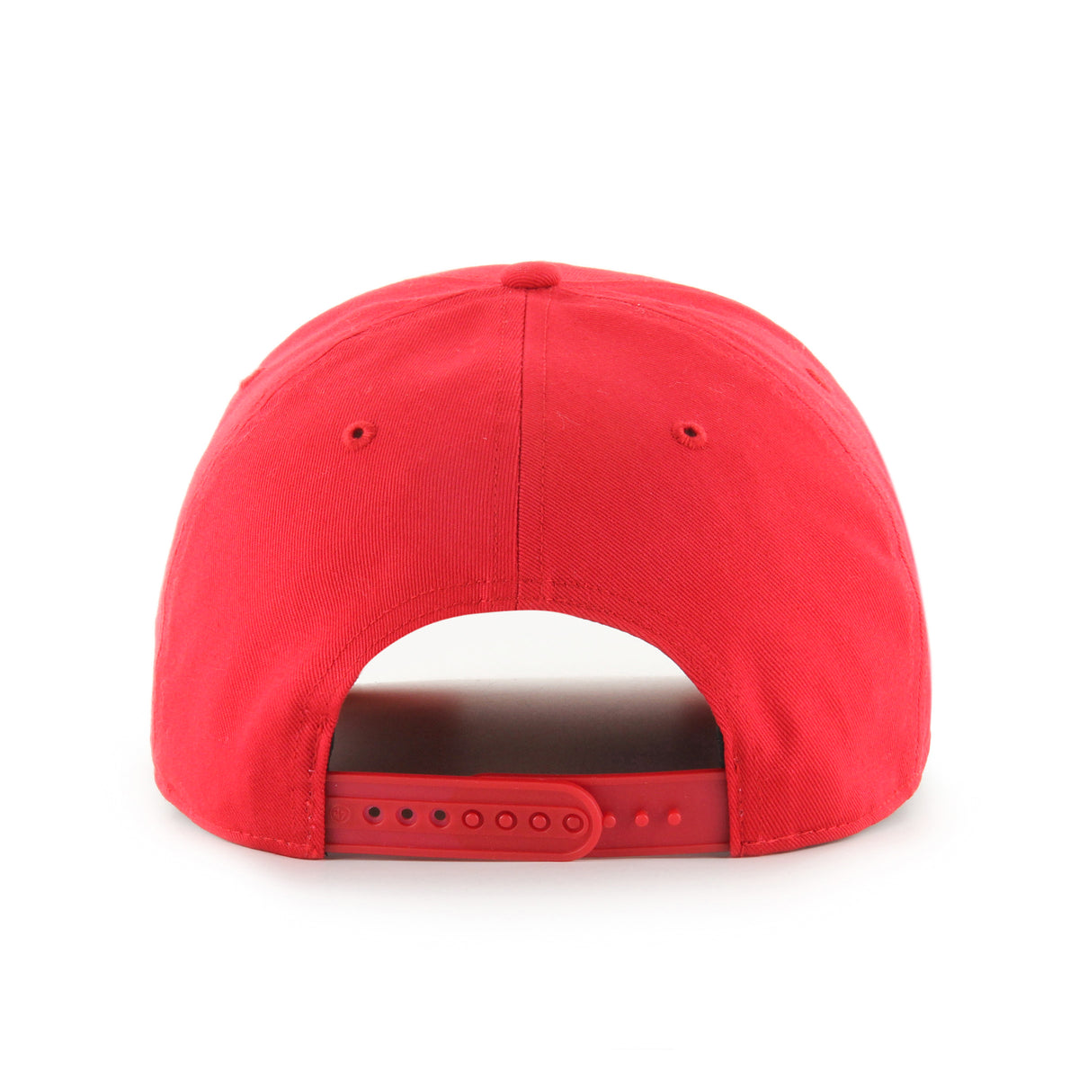Gorra '47 Hitch RF Kansas City Chiefs NFL Overhand rojo en algodón con cordón en visor, ciudad bordada al frente, logo Chiefs lateral derecho y snapback ajustable