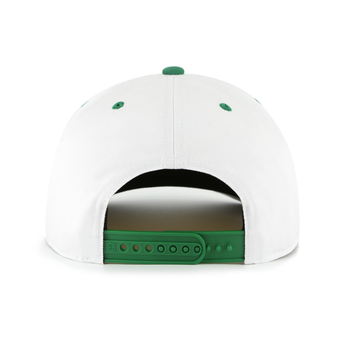 Philadelphia Eagles NFL Roscoe Rope ’47 Hitch color Blanco, corona blanca y visera verde semicurva, águila sujetando un balón e inscripciones EAGLES y FOOTBALL bordadas al frente, cordón decorativo blanco, emblema ’47 verde lateral y ajuste snapback.