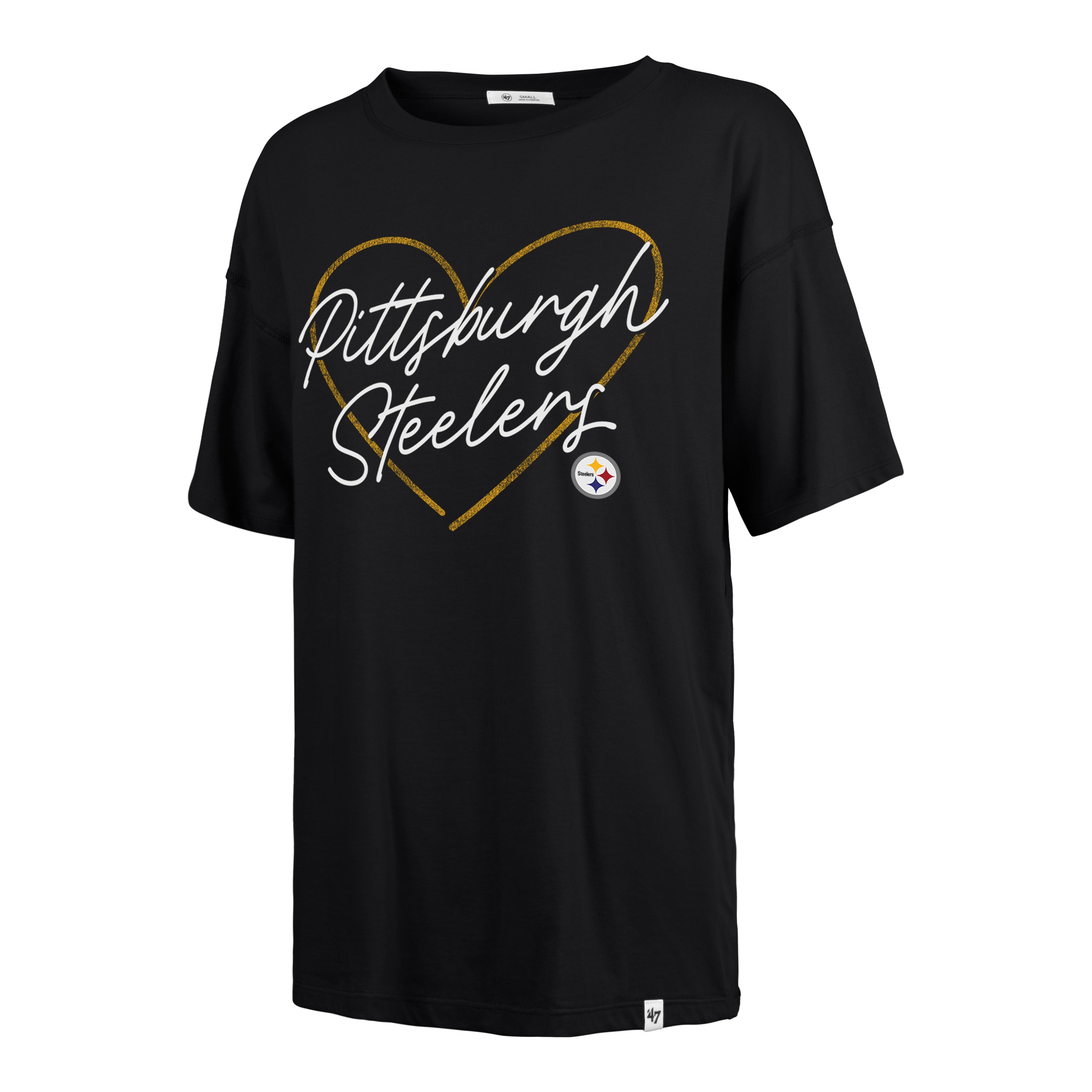 47 Playera Manga Corta Pittsburgh Steelers NFL Lovestruck para Mujer