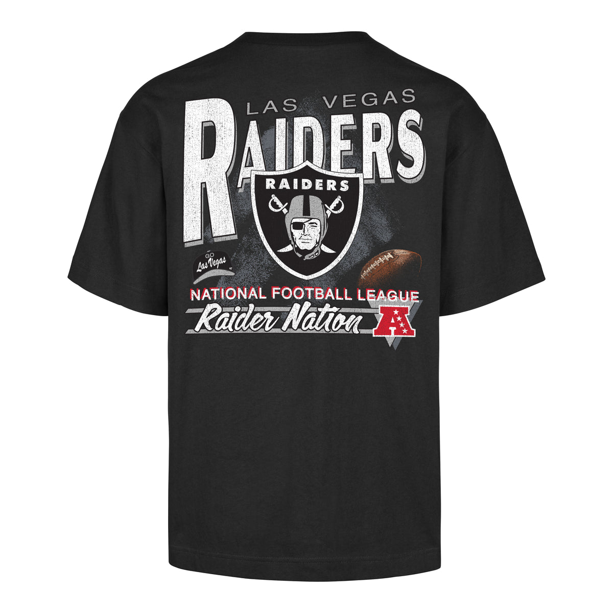 Playera manga corta '47 Las Vegas Raiders NFL Fundation en algodón, estampado frontal con nombre Raiders y logo del equipo en la espalda, unisex