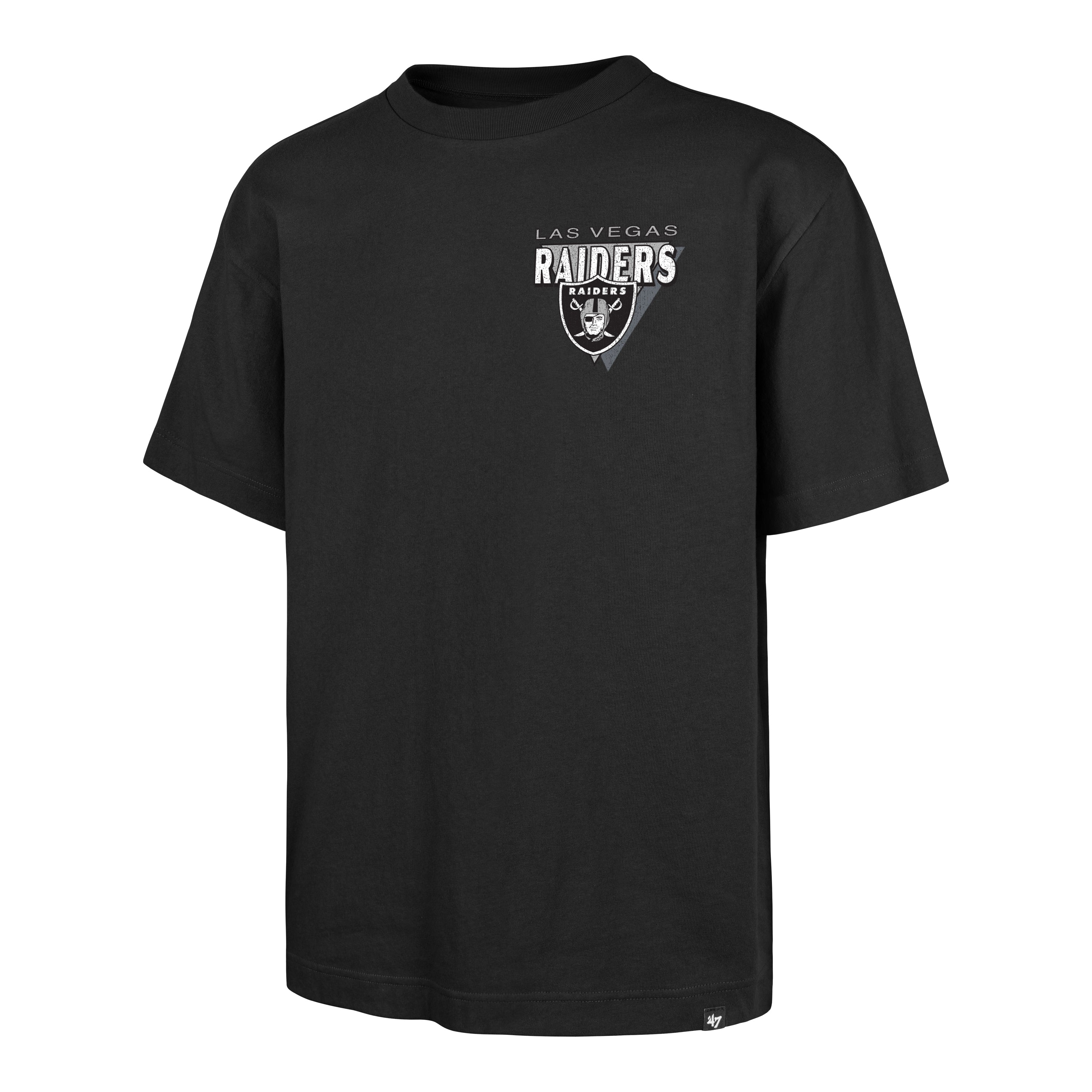 Playera manga corta '47 Las Vegas Raiders NFL Fundation en algodón, estampado frontal con nombre Raiders y logo del equipo en la espalda, unisex