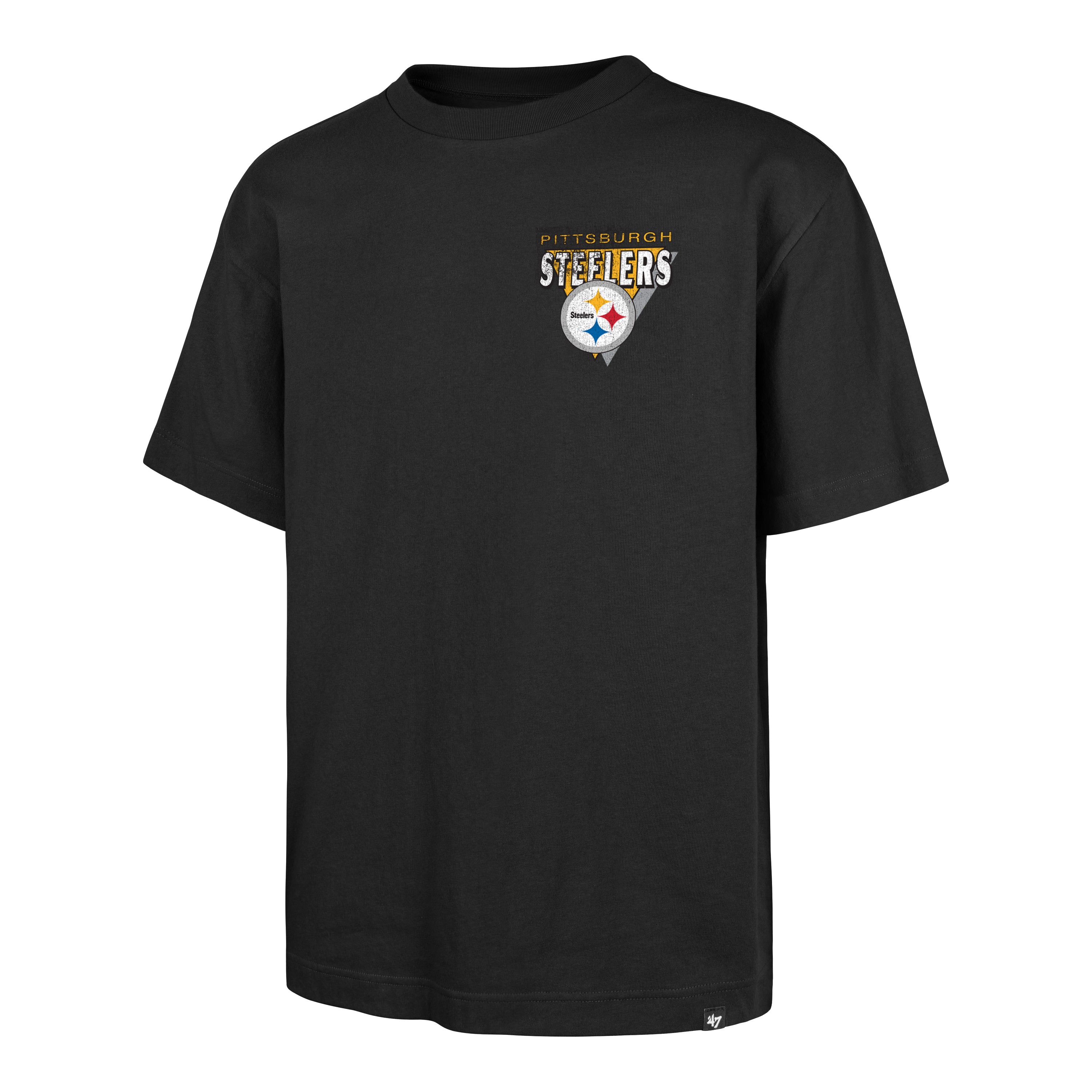 Playera manga corta '47 Pittsburgh Steelers NFL Fundation en algodón, estampado frontal con nombre Steelers y logo del equipo en la espalda, unisex