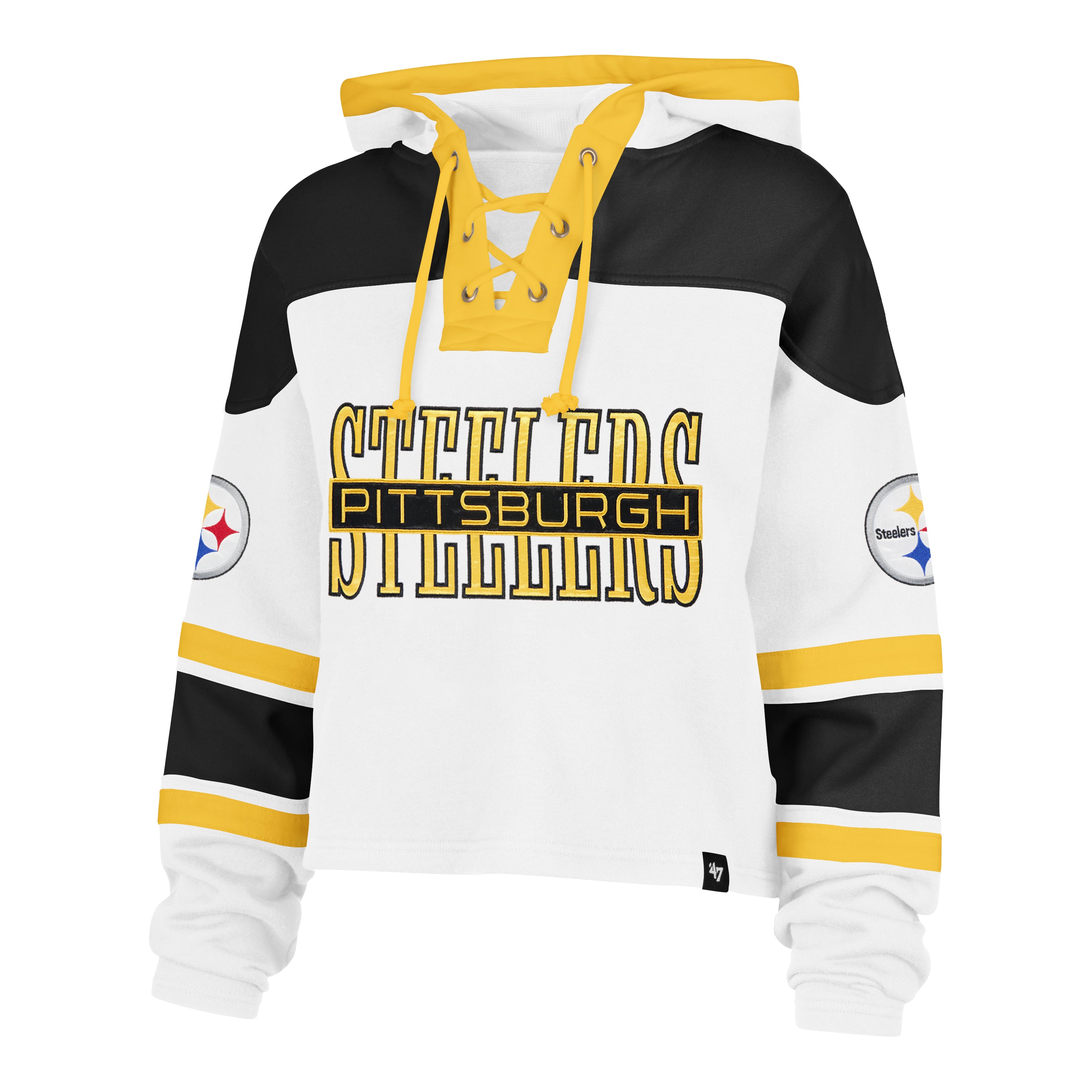 Sudadera crop '47 Pittsburgh Steelers NFL Pigment para mujer en algodón con efecto deslavado y logo de los Steelers estampado al frente