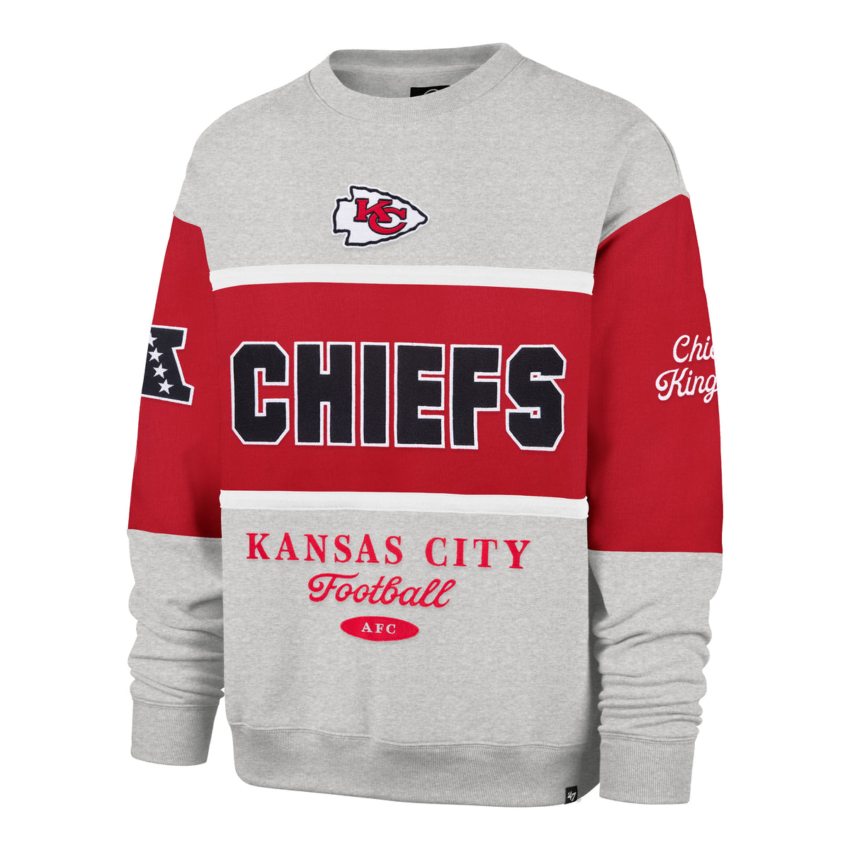 Sudadera '47 Kansas City Chiefs NFL Blockfield en algodón con estampado frontal de nombre y logo Chiefs, logo NFL en manga derecha y nombre del equipo en manga izquierda, unisex