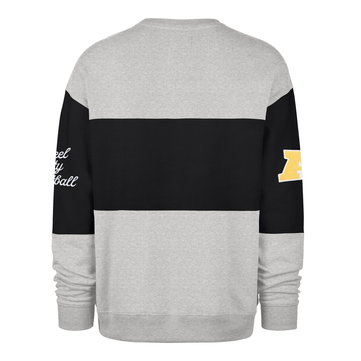 Sudadera '47 Pittsburgh Steelers NFL Blockfield en algodón con estampado frontal de nombre y logo Steelers, logo NFL en manga derecha y nombre del equipo en manga izquierda, unisex