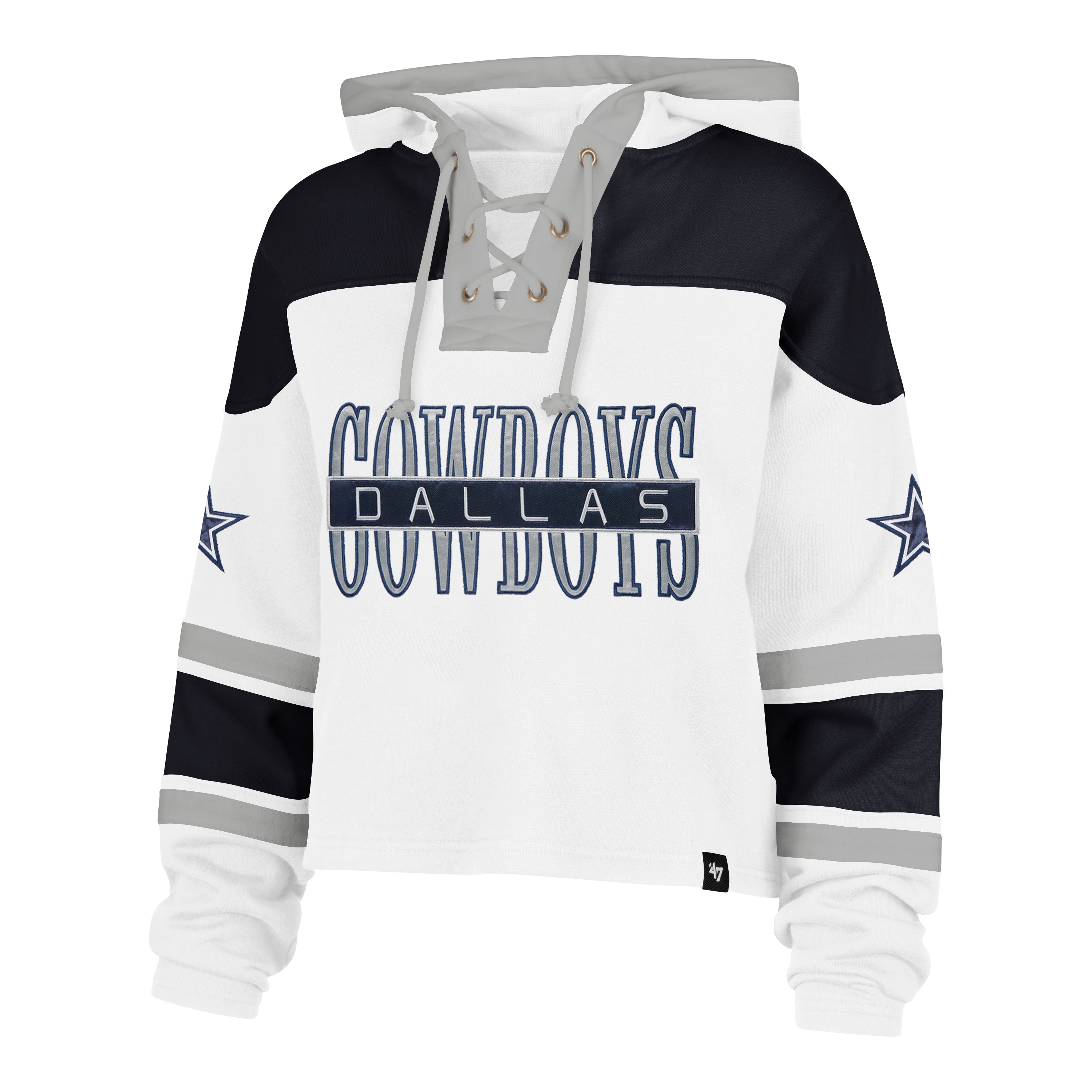 Sudadera crop '47 Dallas Cowboys NFL Pigment para mujer en algodón con efecto deslavado y logo de los Cowboys estampado al frente