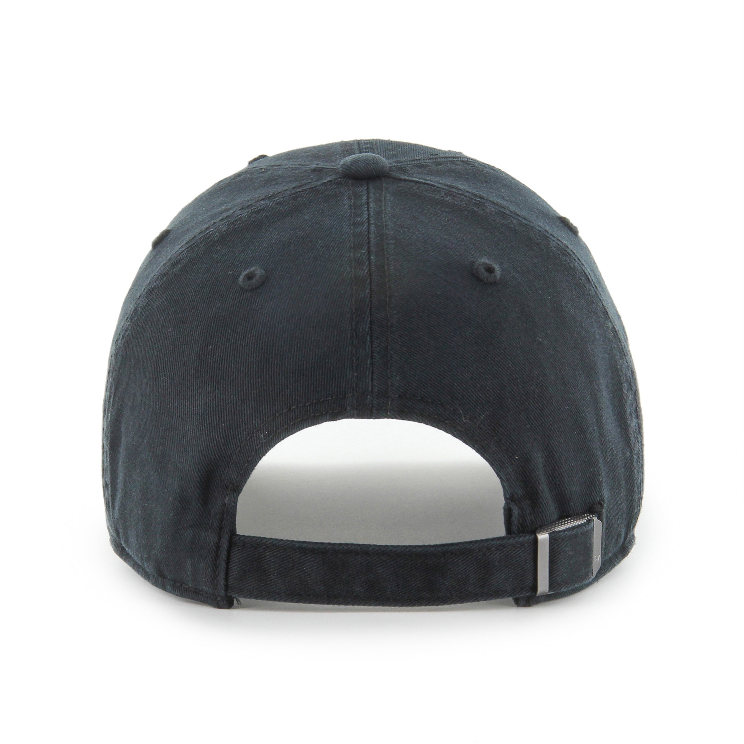 Gorra '47 Clean Up Los Angeles Dodgers MLB Base Runner Script en algodón negro, visera curva sin estructura con logo script monochrome de los Dodgers bordado al frente y emblema '47 en el lateral, cierre strapback ajustable
