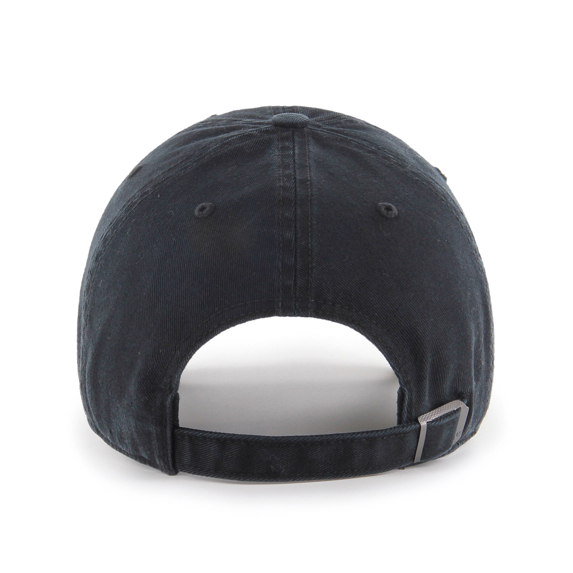 Gorra '47 Clean Up New York Yankees MLB Base Runner Script en algodón negro, visera curva sin estructura con logo script monochrome de los Yankees bordado al frente y emblema '47 en el lateral, cierre strapback ajustable
