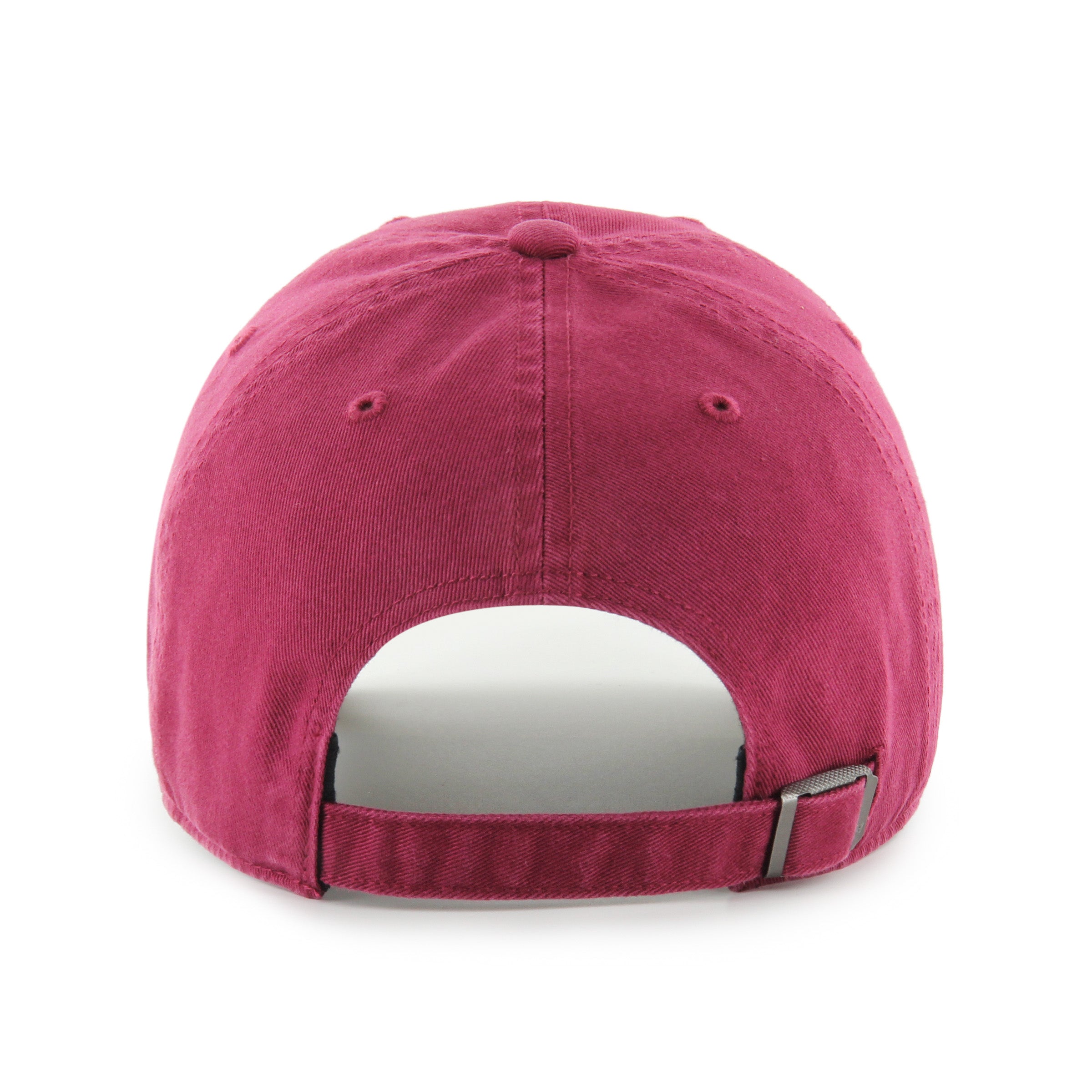 Gorra '47 Clean Up New York Yankees MLB Base Runner Script en algodón color granate, visera curva sin estructura con logo script monochrome de los Yankees bordado al frente y emblema '47 en rosa en el lateral, cierre strapback ajustable