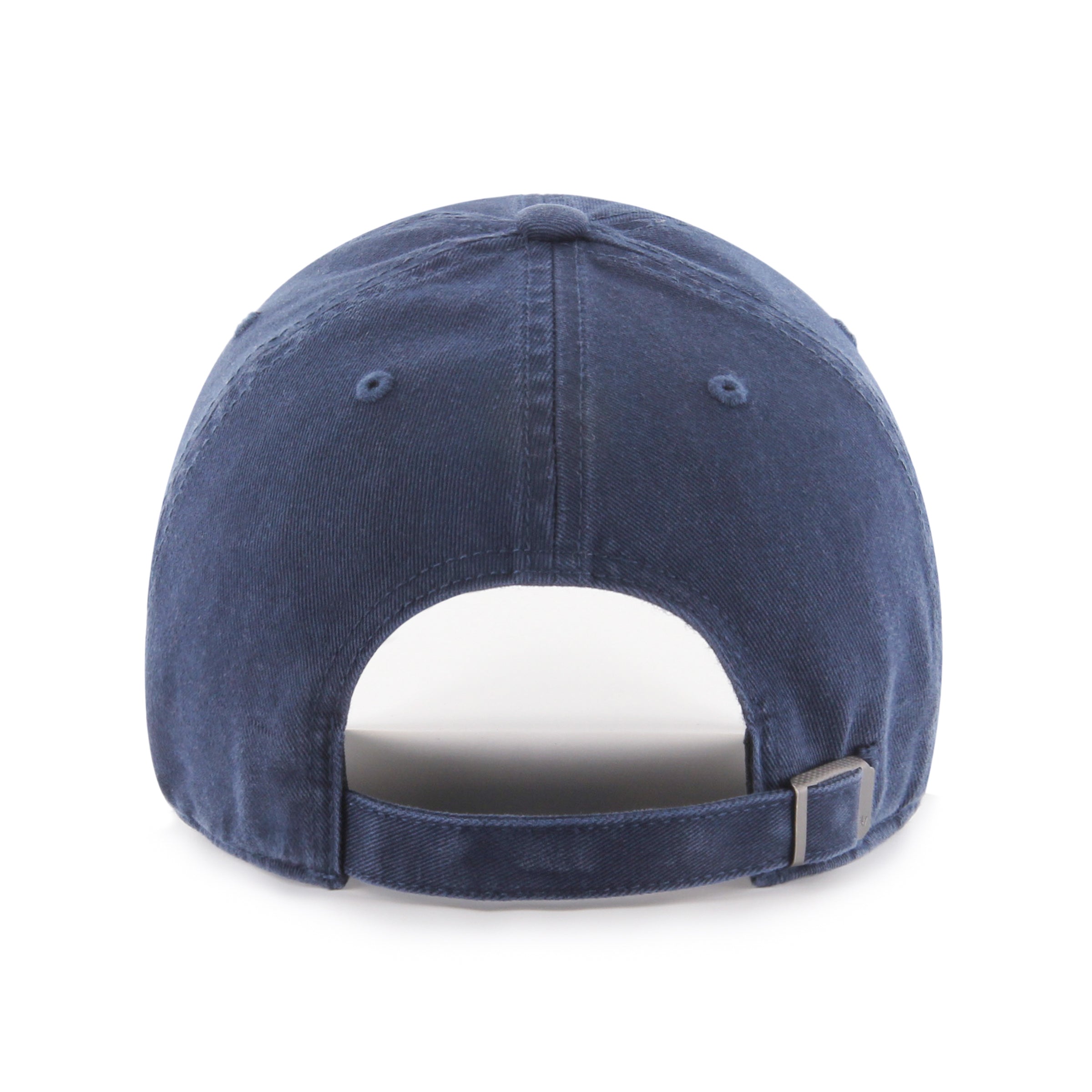 Gorra '47 Clean Up New York Yankees MLB Base Runner Script en algodón azul marino, visera curva sin estructura con logo script monochrome de los Yankees bordado al frente y emblema '47 en rosa en el lateral, cierre strapback ajustable