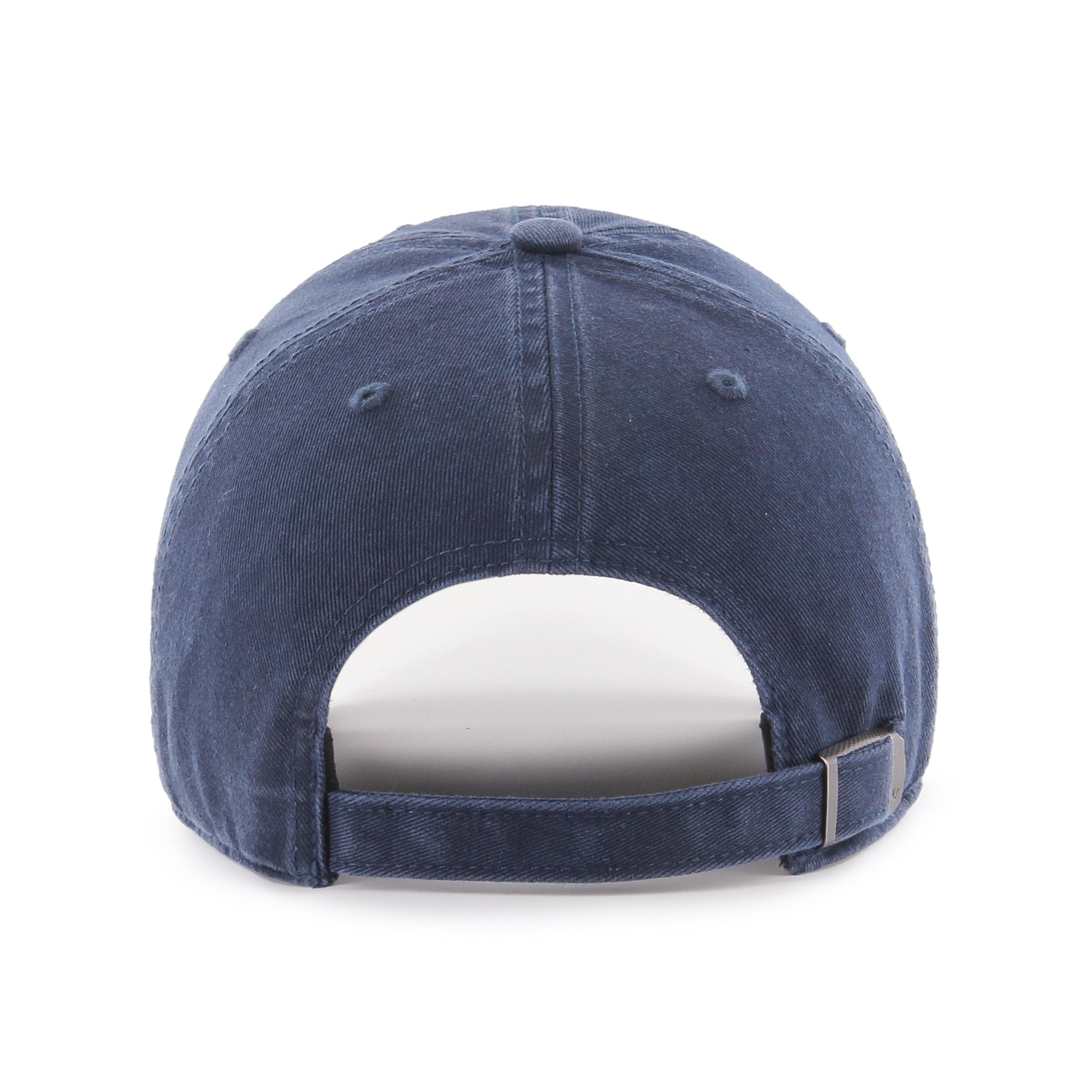 Gorra '47 Clean Up New York Yankees MLB Base Runner Script en algodón azul marino, visera curva sin estructura con logo script monochrome de los Yankees New York bordado al frente y emblema '47 en rosa en el lateral, cierre strapback ajustable