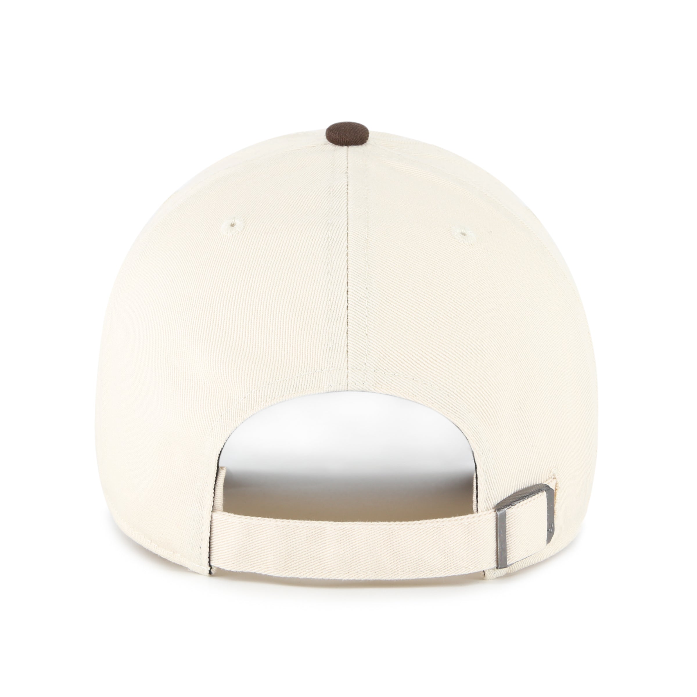Gorra '47 Clean Up New York Yankees MLB Base Runner Two Tone en algodón beige con café, visera curva sin estructura con logo script de los Yankees bordado al frente y emblema '47 en el lateral, cierre strapback ajustable