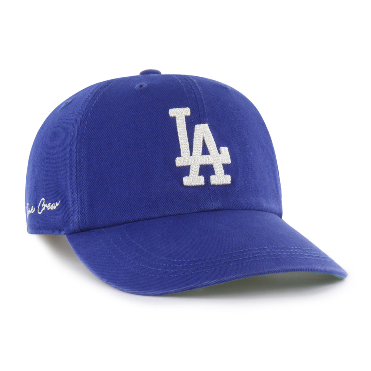 Gorra Los Angeles Dodgers '47 Clean Up Long Visor azul rey, visera larga curva, bordado Chain Side Stitch en lateral, logo Dodgers al frente, emblema '47 en lateral izquierdo