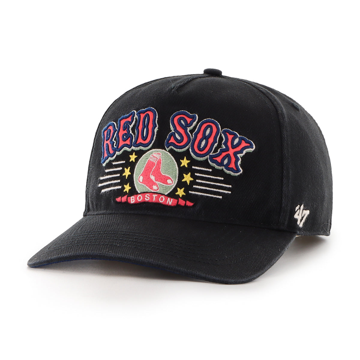 Gorra '47 Hitch Relaxed Fit Boston Red Sox MLB Charlton color Negro, bordado frontal con logo y nombre del equipo, ajuste Snapback