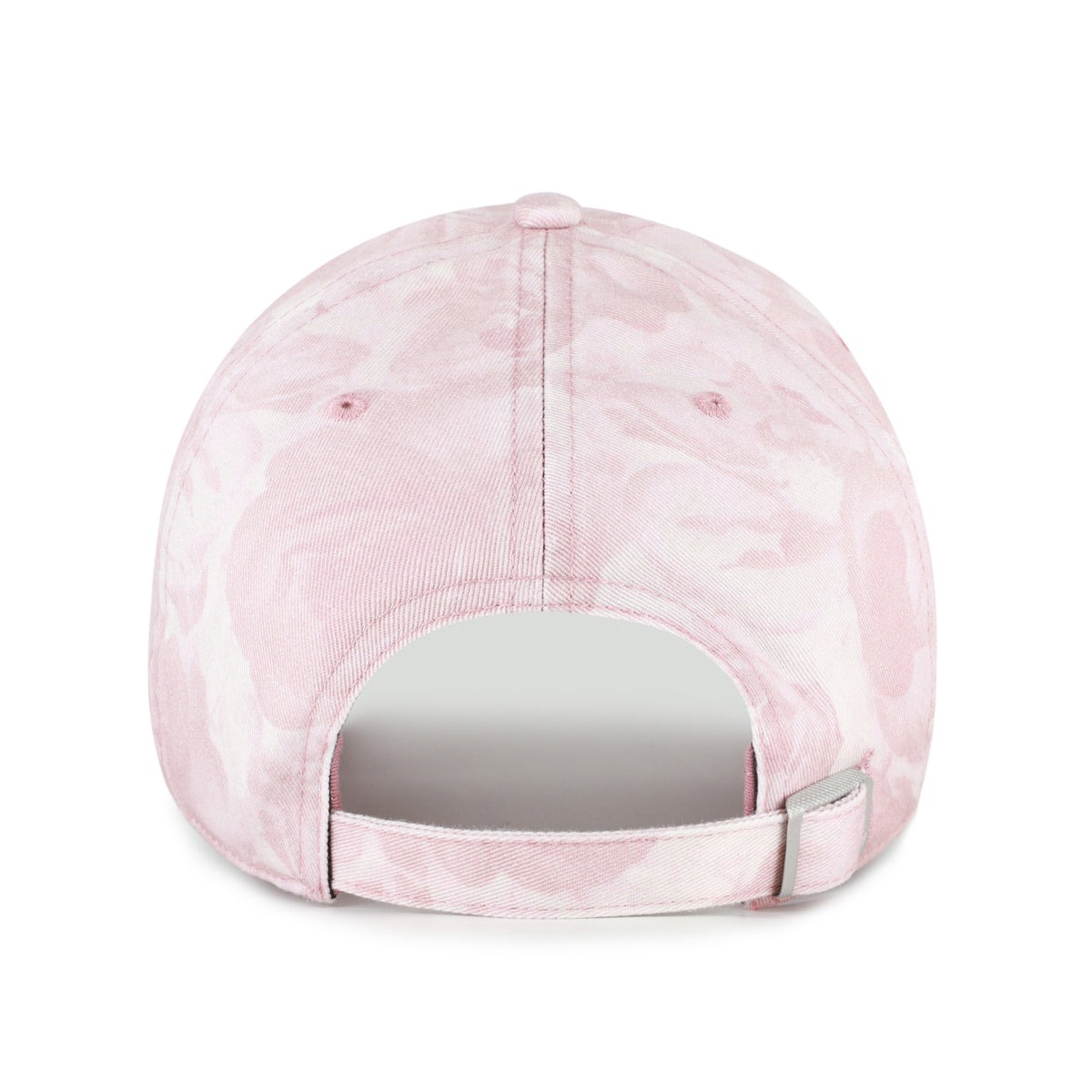 Gorra '47 Clean Up Gardenia Los Angeles Dodgers en malva, poliéster con estampado floral all over, curva sin estructura con strapback ajustable y logo de los Dodgers bordado al frente