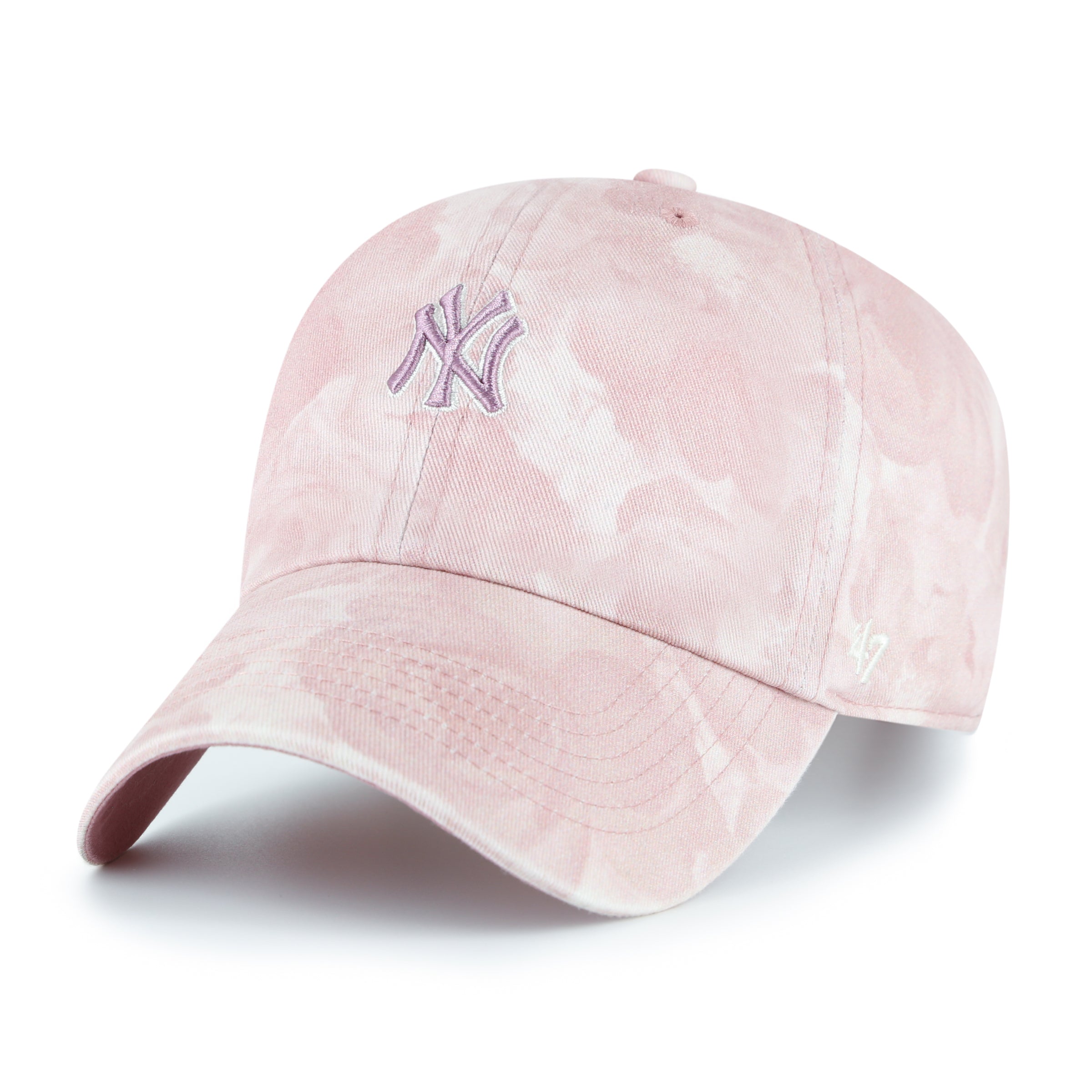 Gorra '47 Clean Up New York Yankees MLB Gardenia diseño floral all over malva, ajustable con strapback