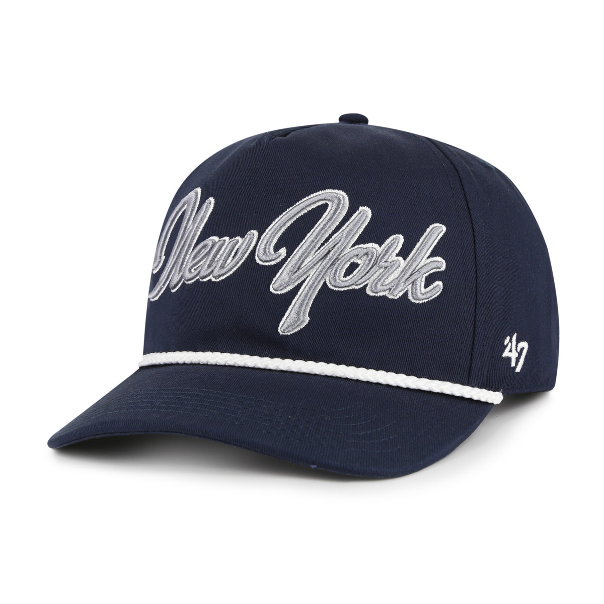 Gorra '47 Hitch RF New York Yankees MLB Overhand azul marino en algodón con cordón en visor, logo Yankees bordado al frente y snapback ajustable