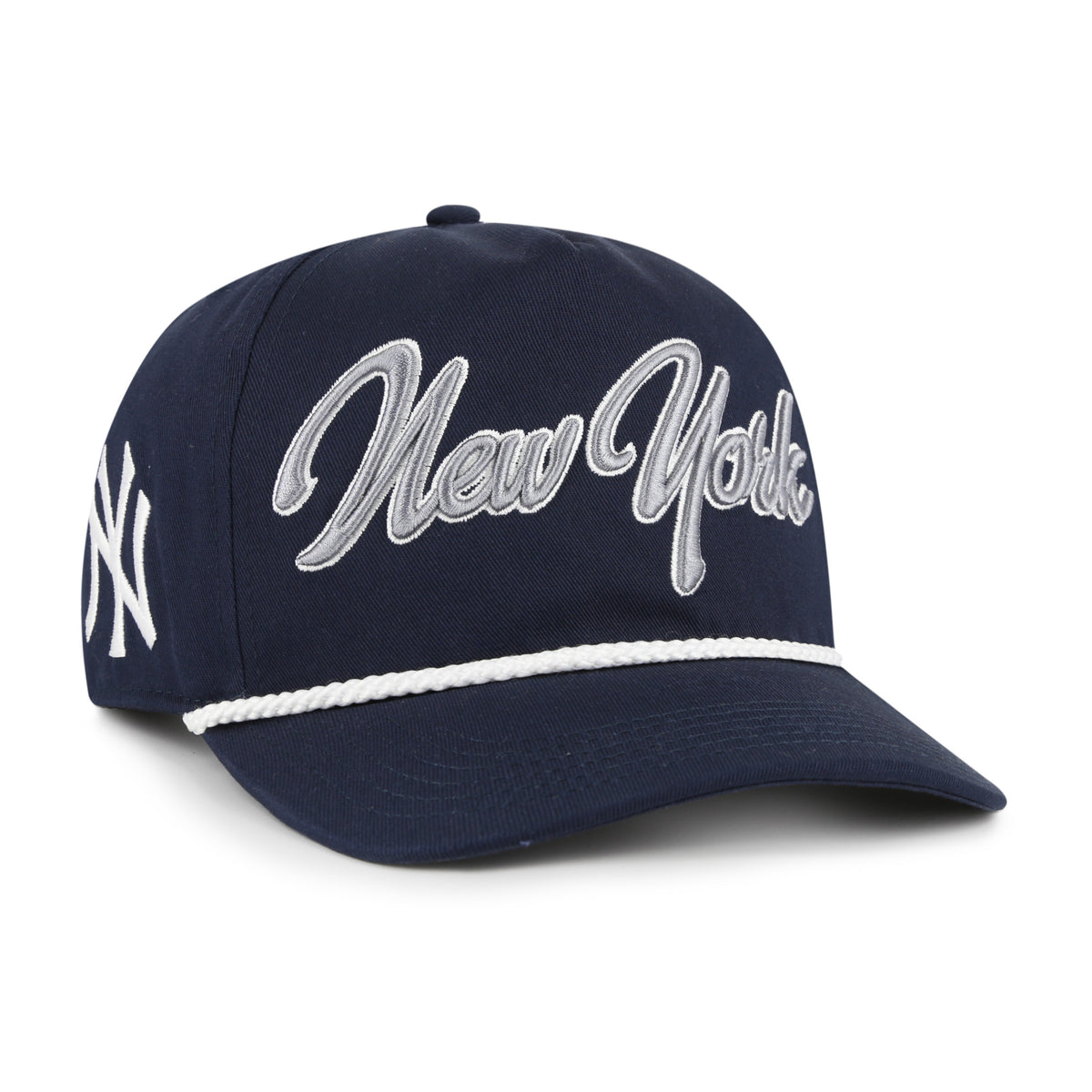 Gorra '47 Hitch RF New York Yankees MLB Overhand azul marino en algodón con cordón en visor, logo Yankees bordado al frente y snapback ajustable