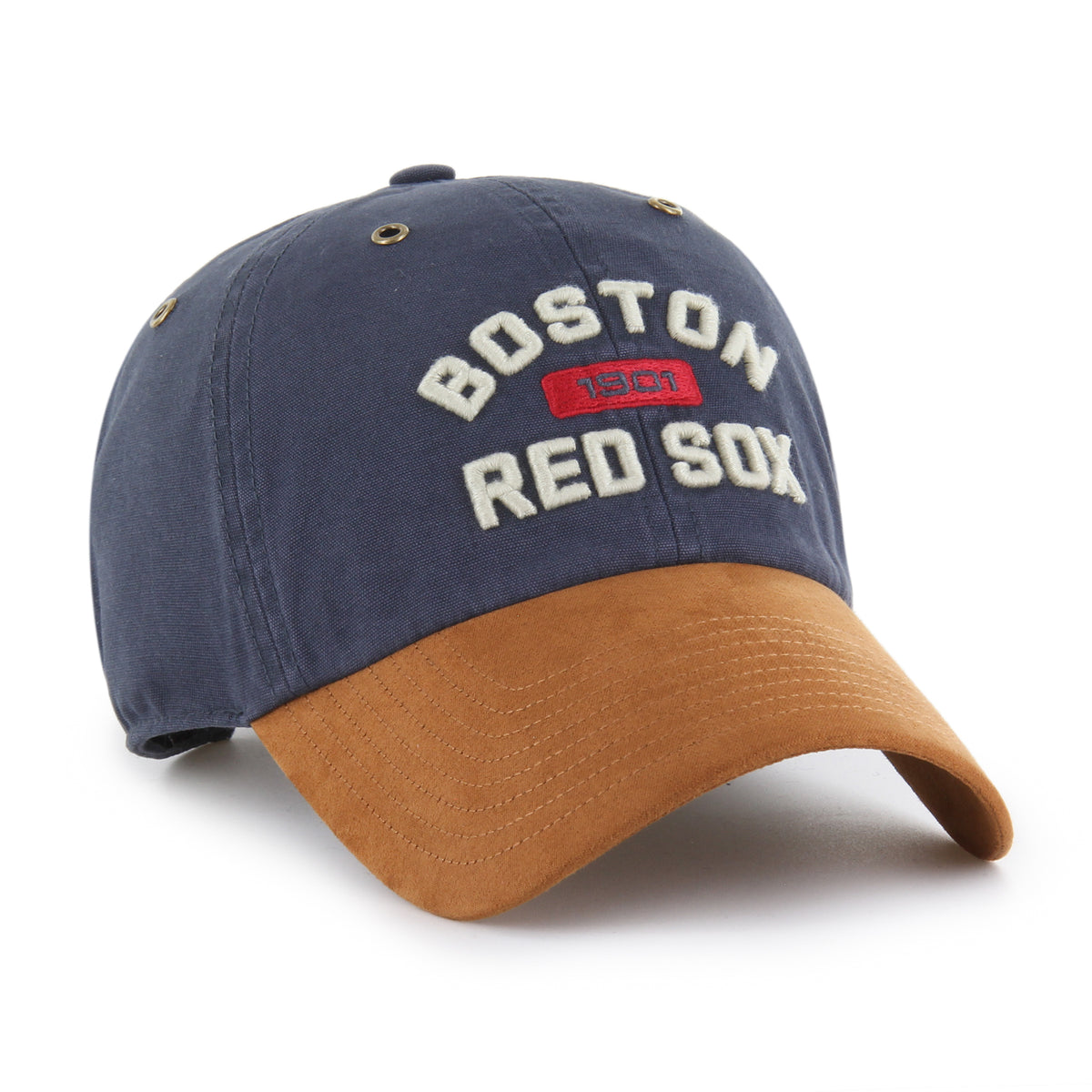 Gorra '47 Clean Up Boston Red Sox MLB Windham gris azulado en algodón con visor suede, diseño two tone con nombre Red Sox bordado al frente y strapback ajustable