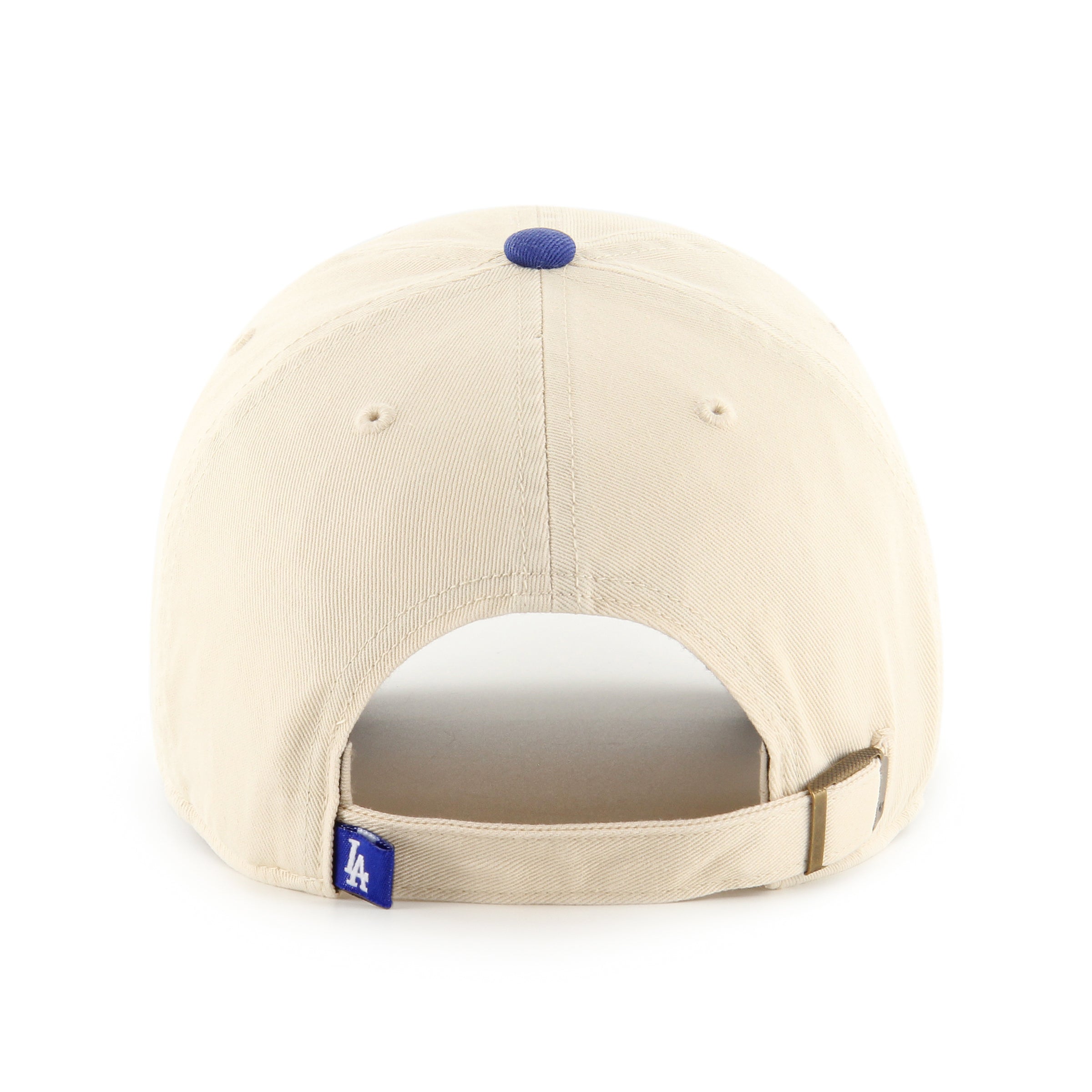 Gorra '47 Clean Up Los Angeles Dodgers MLB Two Tone en algodón beige, visera curva sin estructura con logo bordado de los Dodgers al frente y emblema '47 en el lateral, cierre strapback ajustable