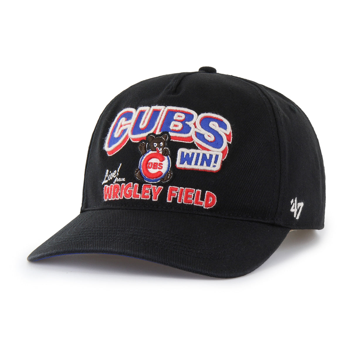 Gorra '47 Hitch Relaxed Fit Chicago Cubs MLB Charlton color Negro 05, bordado frontal con logo y nombre del equipo, ajuste Snapback
