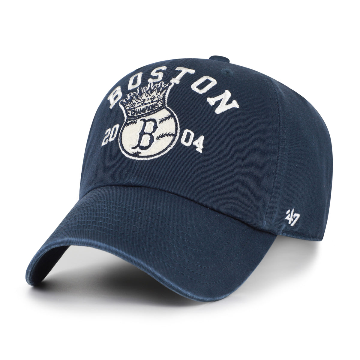 Gorra '47 Clean Up Boston Red Sox MLB Cooperstown World Series azul marino en algodón, logo y nombre Red Sox bordado al frente, World Series bordado en trasera y strapback ajustable