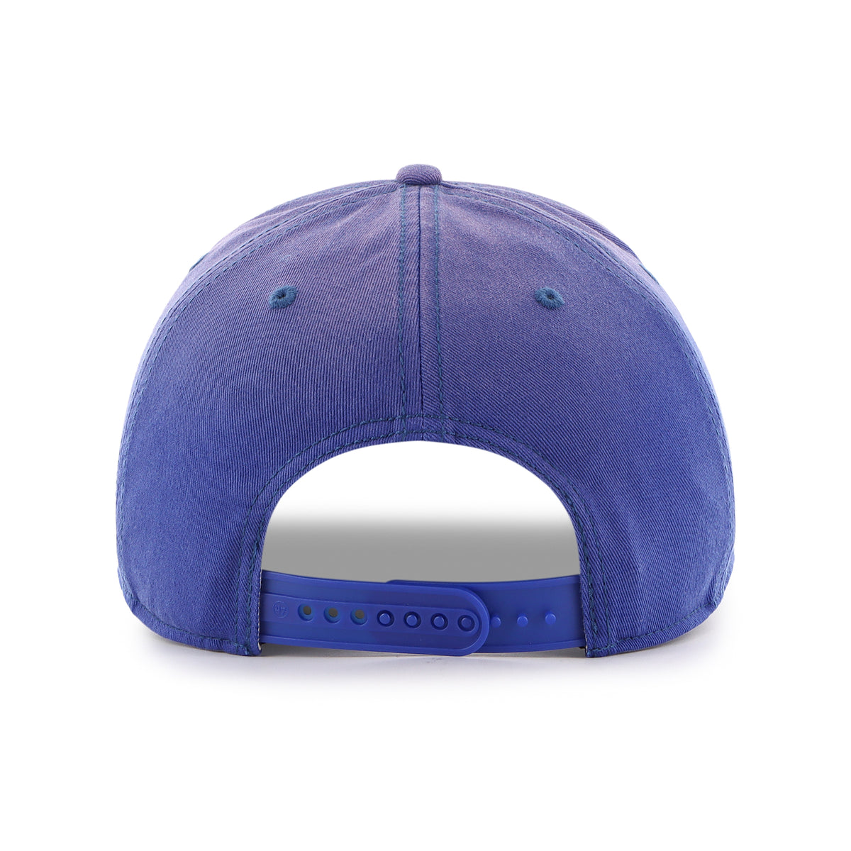 Gorra '47 Hitch RF Buffalo Bills NFL Dusted Laramie azul rey en algodón con acabado desgastado, nombre Bills bordado al frente, logo lateral y snapback ajustable