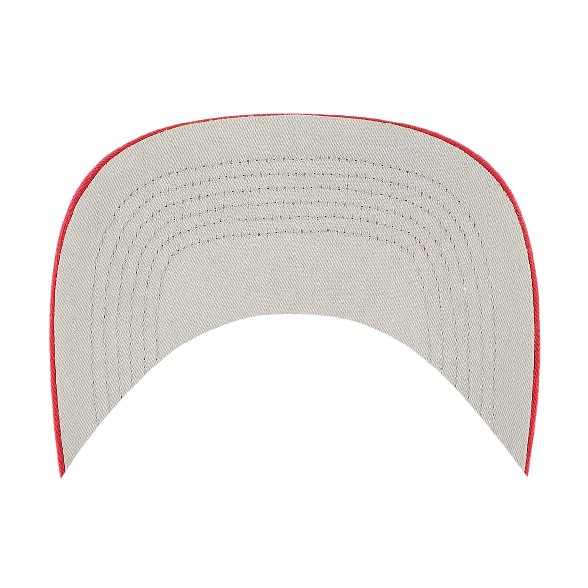 Gorra '47 Hitch RF San Francisco 49ers NFL Dusted Laramie rojo en algodón con acabado desgastado, nombre 49ers bordado al frente, logo lateral y snapback ajustable