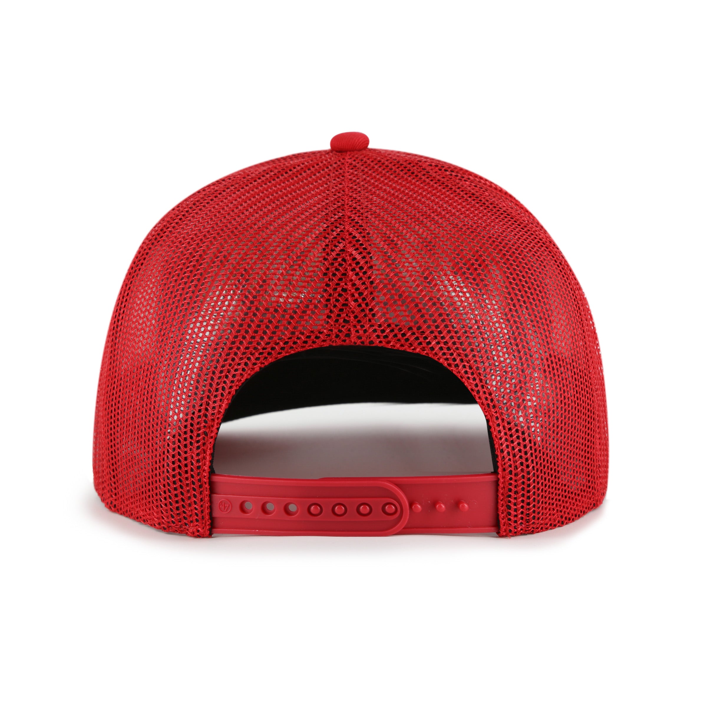 Gorra '47 Hitch Kansas City Chiefs NFL Deluxia en rojo, algodón con malla mesh trasera, visera semicurva con estructura, logo y nombre de los Chiefs bordado al frente y emblema '47 lateral, cierre snapback ajustable