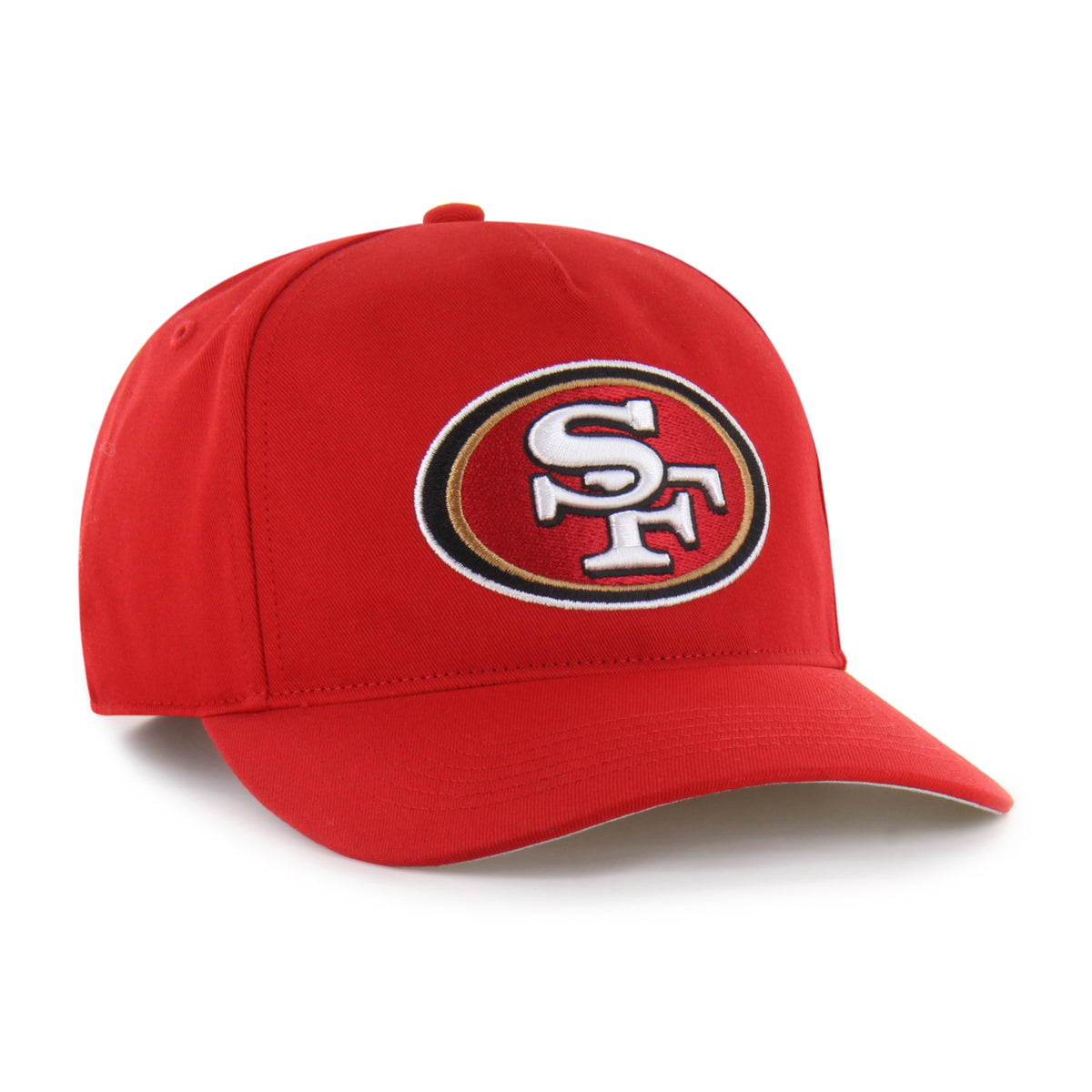 Gorra '47 Hitch RF San Francisco 49ers rojo en algodón con cordón en visor, ciudad bordada al frente, logo 49ers lado derecho y snapback ajustable
