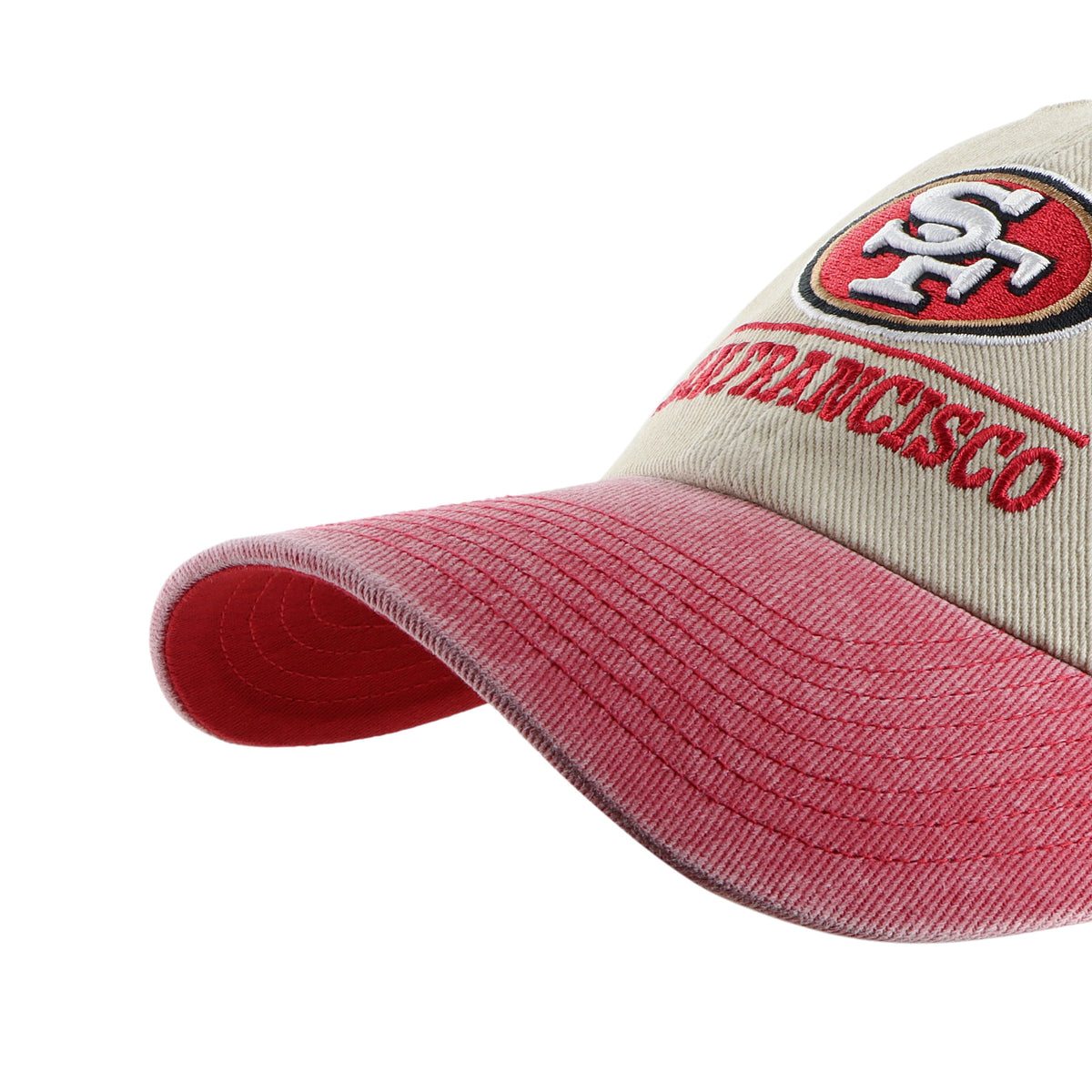 Gorra '47 Clean Up San Francisco 49ers NFL Logo Line Two Tone color beige en algodón, logo y nombre 49ers bordado al frente y strapback ajustable