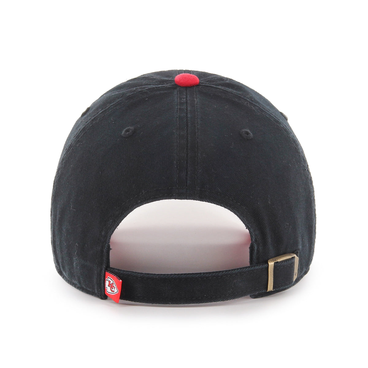 Gorra '47 Clean Up Kansas City Chiefs NFL Two Tone negro en algodón, diseño two tone con logo Chiefs bordado al frente y strapback ajustable