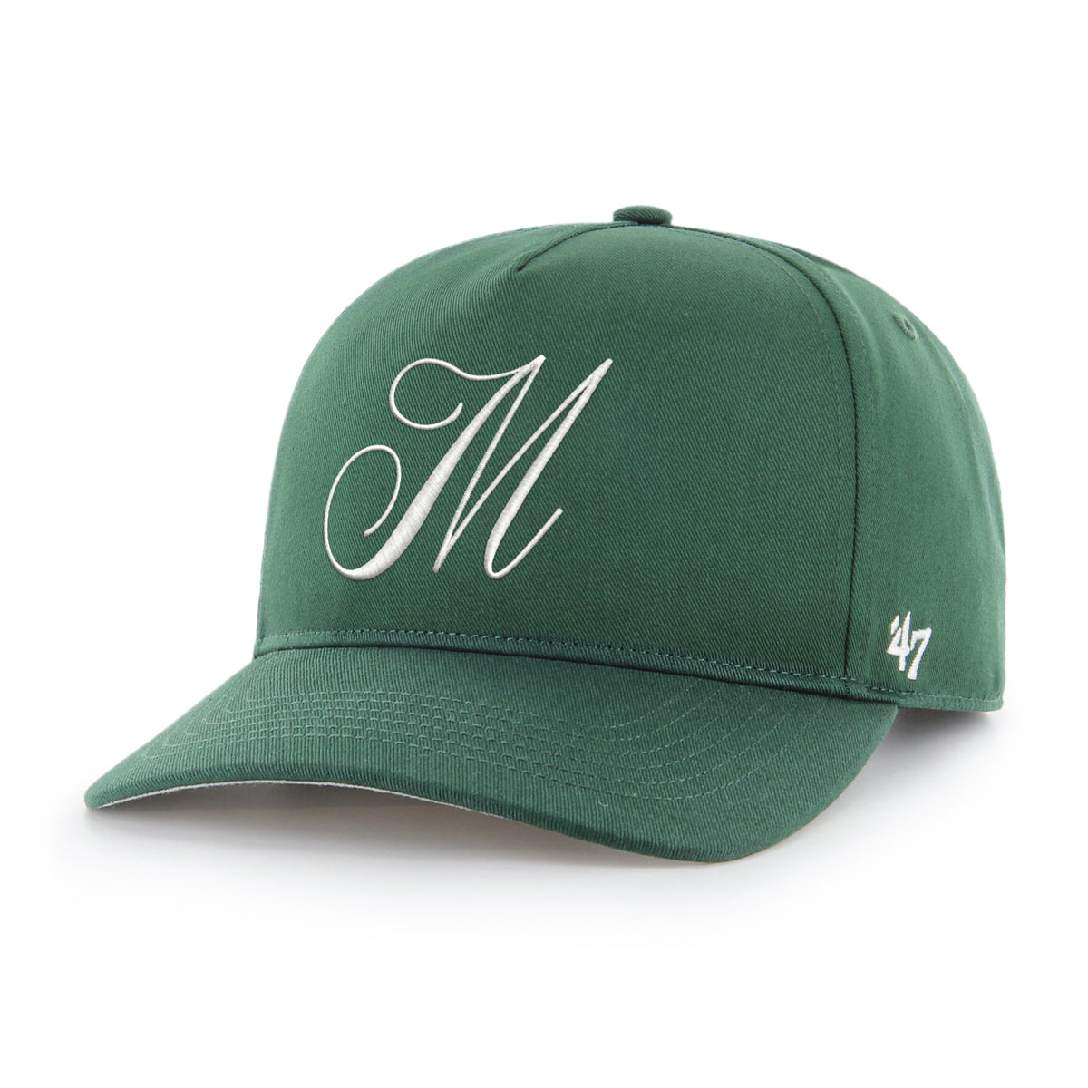Gorra '47 Hitch México Collection verde oscuro en algodón con M bordada al frente, bandera de México en lado derecho y snapback ajustable